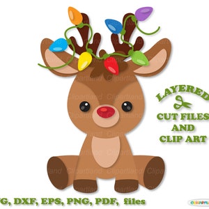Directe download. Leuke kerst rendieren SVG gesneden bestanden en illustraties. Persoonlijk en commercieel gebruik. R_26.