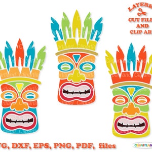 SOFORTIGER Download. Hawaii svg. Tiki Maske svg Schnittdatei. Tiki-Cliparts. Persönliche und kommerzielle Nutzung. T_19.