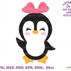 Téléchargement instantané. L'utilisation personnelle et commerciale est incluse ! Svg de fille pingouin, fichiers de coupe dxf et images clipart. P_8.
