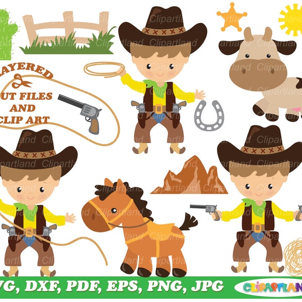 INSTANT Download. Little cowboy cut file and clip art. C_5. Personal and commercial use.