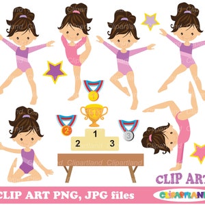 Téléchargement instantané. Usage personnel et commercial inclus ! Clipart fille gymnastique. G_15.