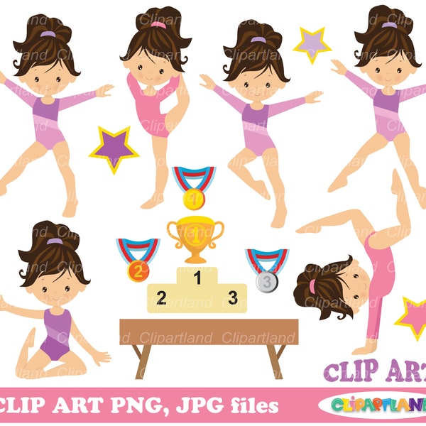 Descarga INSTANTÁNEA. ¡Uso personal y comercial incluido! Clip art de gimnasia chica. G_15.