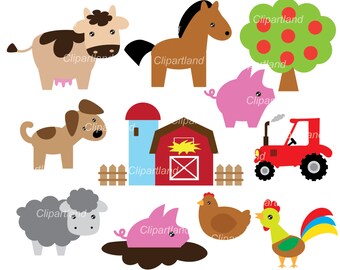 INSTANT Download. Farm animals clip art. CF_42_farm. Personal and commercial use.