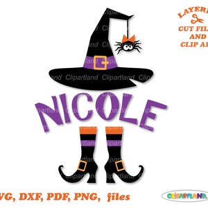 SOFORTIGER Download. Halloween Hexe Monogramm SVG Schnittdatei und Clip Art. Wm_2. Persönliche und kommerzielle Nutzung.