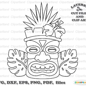 INSTANT Download. Tiki mask svg cut file and clip art. Commercial license is included ! Tm_11.