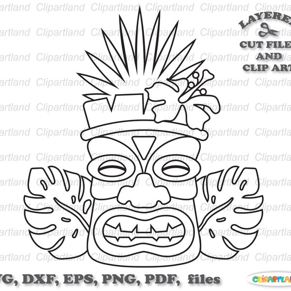 INSTANT Download. Tiki mask svg cut file and clip art. Commercial license is included ! Tm_11.