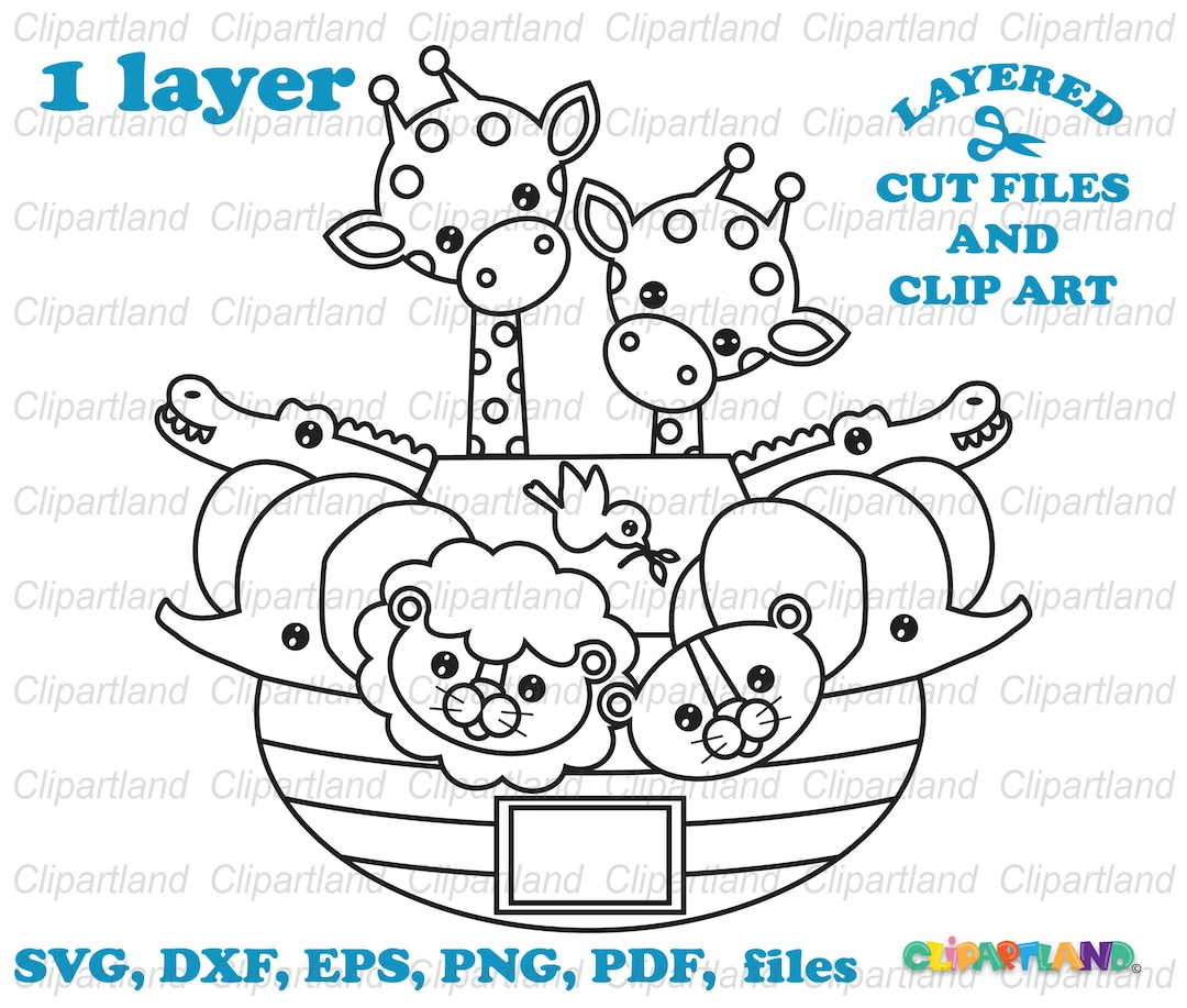 INSTANT Download. Cute Noah's Ark Outline Svg Cut Files and Clip Art ...