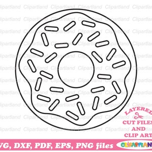 Descarga instantánea. ¡Se incluye licencia comercial hasta 500 usos! Donut svg archivo de corte y clip art. D_7.