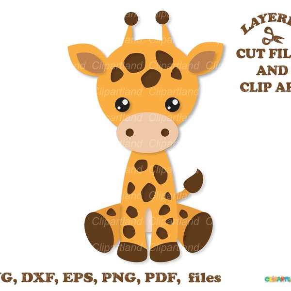 INSTANT Download. Commercial license is included! Cute sitting baby giraffe cut files and clip art. G_10.