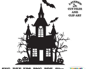 Haunted House Silhouette: Halloween SVG, Clipart (Digital Download)