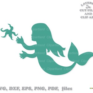 SOFORTIGER Download. Hübsche Meerjungfrau Silhouette svg Schnittdatei und Clip Art. Persönliche und kommerzielle Nutzung. M_14.
