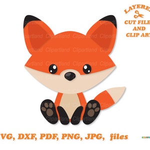 SOFORTIGER Download. Niedliche sitzende Baby Fuchs svg geschnitten Datei und ClipArt. Kommerzielle Lizenz ist enthalten! F_4.