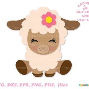 Download istantaneo. Cute baby pecorella seduta file tagliati in formato SVG e clip art. Uso personale e commerciale. S_14.