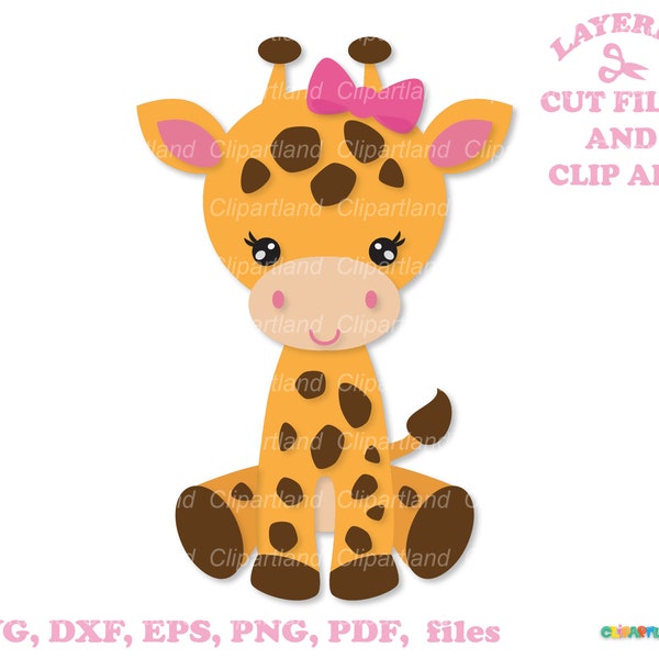 INSTANT Download. Cute baby girl giraffe cut files and clip art. G_25.
