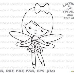 Directe download. Schattig tuinfee meisje SVG, DXF gesneden bestanden en illustraties. F_8. Persoonlijk en commercieel gebruik.