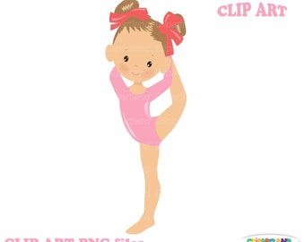 INSTANT Download. Cute little girl gymnast clip art. Personal and commercial use. G_73.