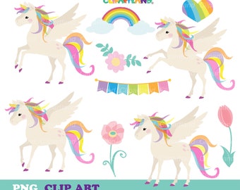 INSTANT Download.  Pretty unicorn clip art. Cu_15. Personal and commercial use.