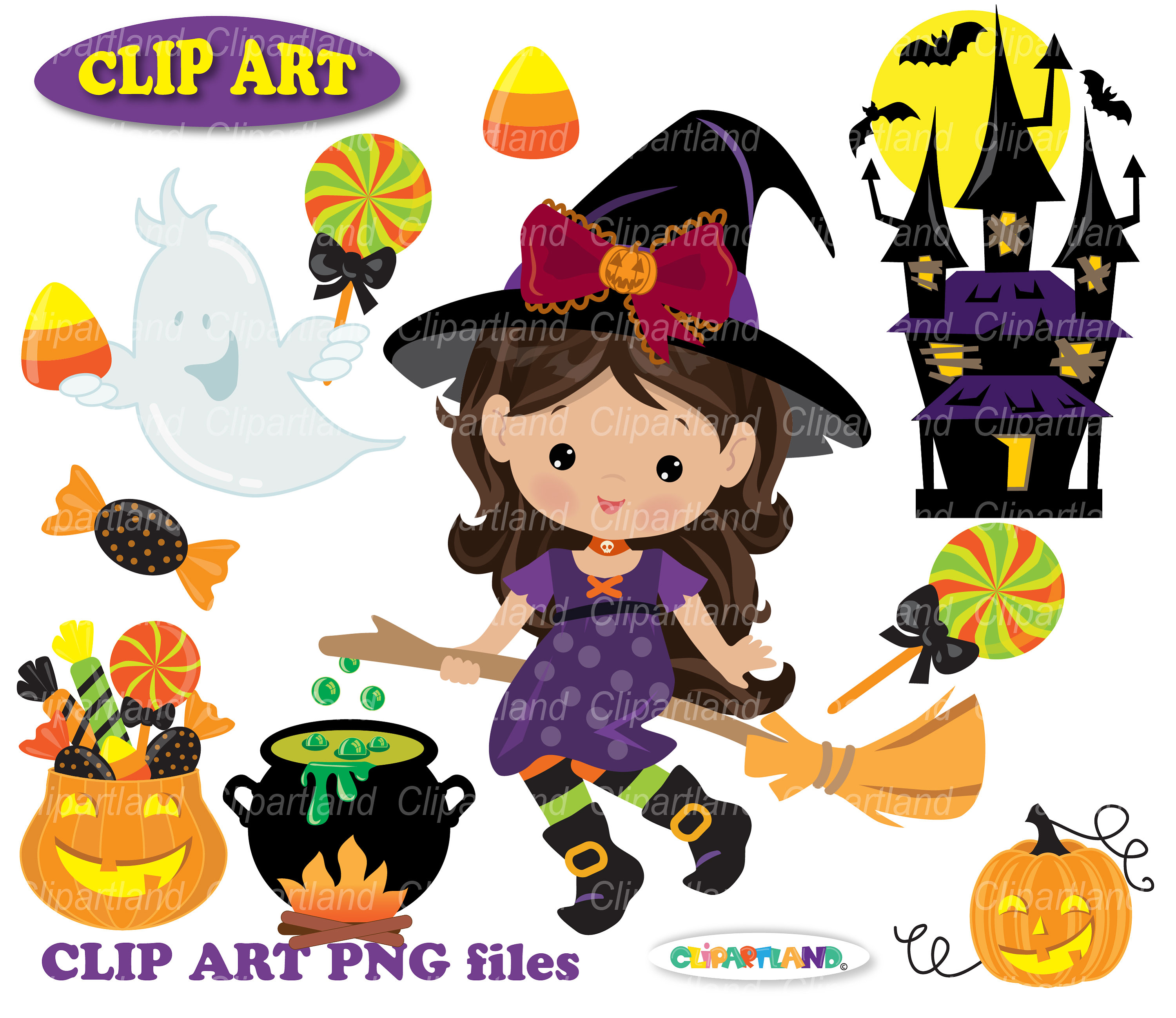 Cute Witch Halloween Clipart Set (PNG, Digital Download) - Etsy