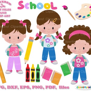 Download istantaneo. Di nuovo a scuola. File di taglio e clip art in formato SVG di ragazza carina studentessa. La licenza commerciale è inclusa! Sg_6.