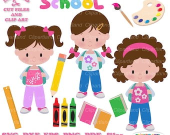 Student Girl Clipart SVG: Back To School Graphics (Digital Download)