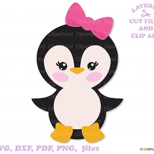 Téléchargement instantané. Fichier de coupe pingouin fille svg en couches et clipart. Page_2. Usage personnel et commercial.