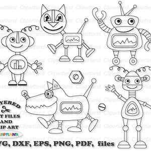 INSTANT Download. Robot  svg cut files and clip art. Commercial license is included. R_2.