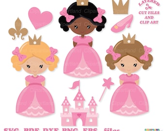 Princess Clipart: Cute Girl, Castle, Crown (SVG, PDF, PNG)