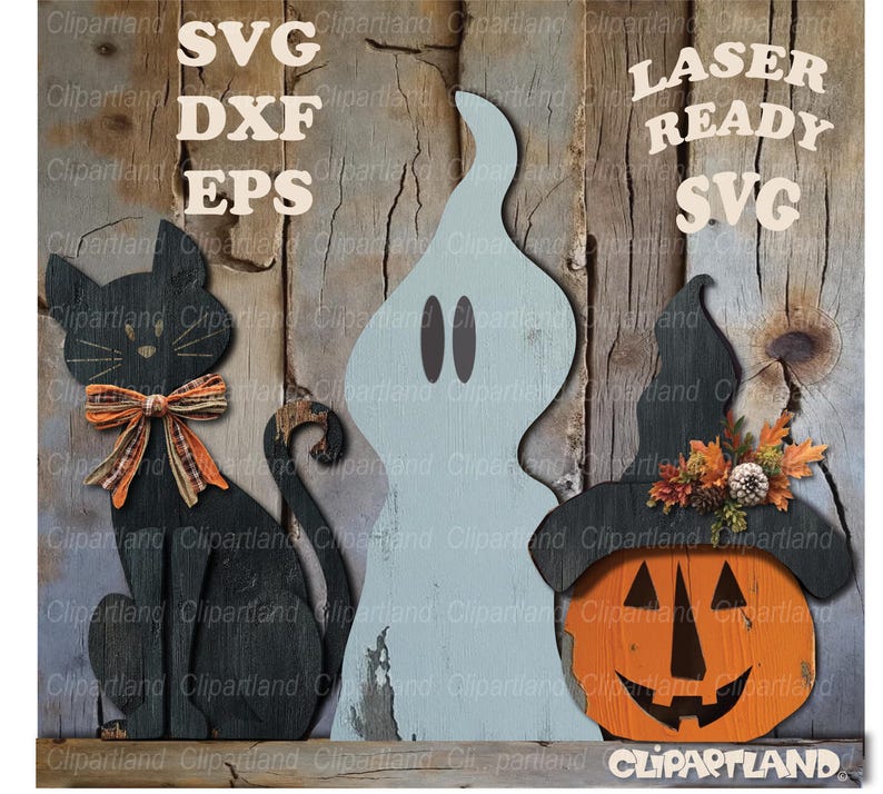 Halloween Ghost Pumpkin Cat Trio SVG (digital Download) - Etsy