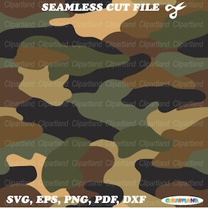 May include: A seamless camouflage pattern in shades of green, brown, black, and tan. The pattern is perfect for crafting projects, scrapbooking, and digital design.