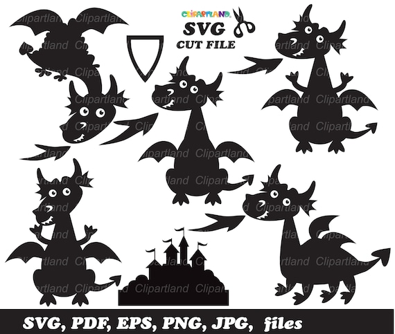INSTANT Download. Dragon silhouette svg cut files.  Cd_1. Personal and commercial use.