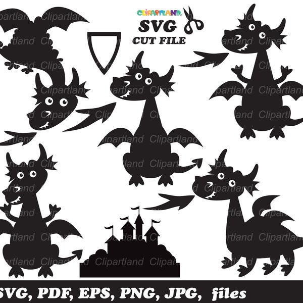 INSTANT Download. Dragon silhouette svg cut files.  Cd_1. Personal and commercial use.