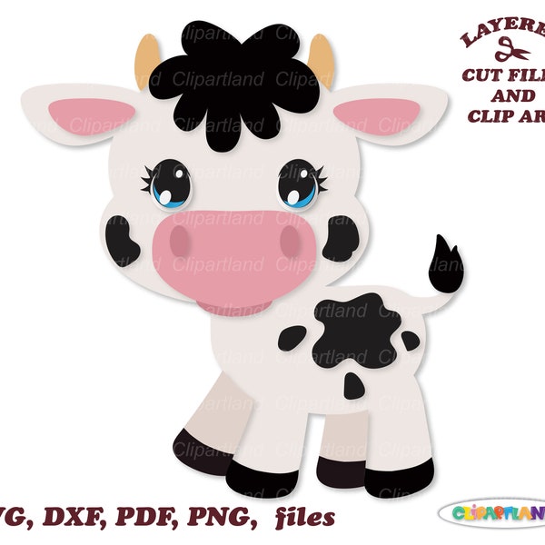 INSTANT Download. Cute little cow cut file and clip art. Personal and commercial use. C_25.