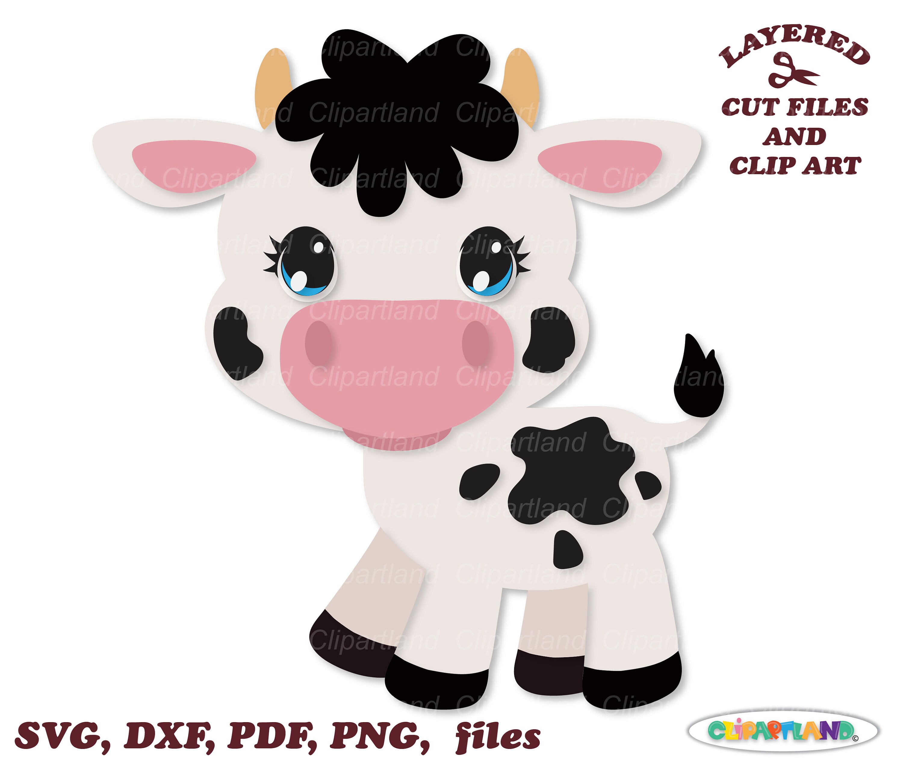 INSTANT Download. Cute little cow cut file and clip art. Personal and commercial use. C_25.