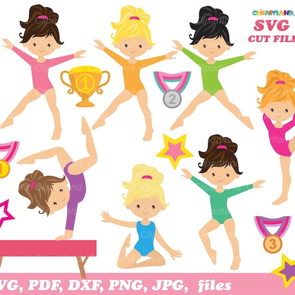 INSTANT Download. Gymnastics svg cut files and clip art. G_45. Personal and commercial use.
