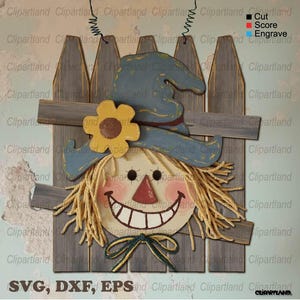 INSTANT Download. Cute primitive style scarecrow door hanger svg cut file for laser . Personal and commercial use. S_4.