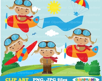 INSTANT DOWNLOAD. Aviator clip art. A_2. Personal and commercial use.
