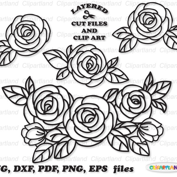 INSTANT Download. Roses arrangement svg cut file and clip art. Commercial license is included ! R_5.
