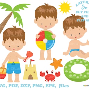 SOFORTIGER Download. Kleiner Kleinkind Junge am Strand Schnittdatei und Clip Art. Persönliche und kommerzielle Nutzung. B_4.