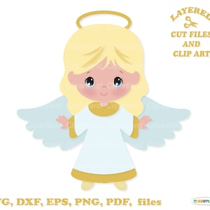Directe download. Schattig girly engel SVG gesneden bestanden en illustraties. Digitale stempel. Kleurplaat. Persoonlijk en commercieel gebruik. A_6.
