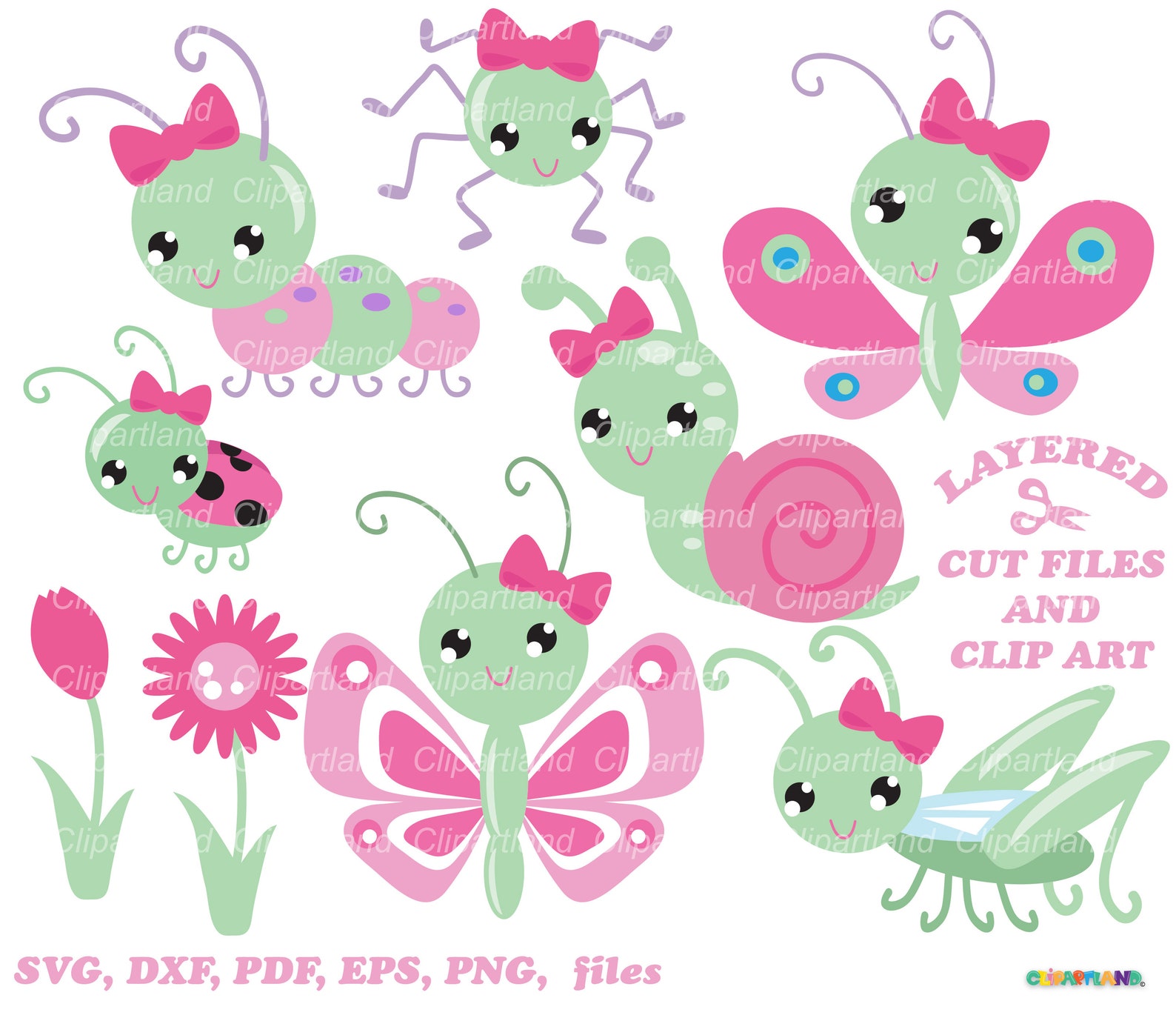 Insects Cut Cute Insect Clipart & Cut File Set (digital Download) - Etsy
