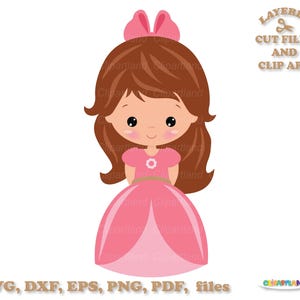 DIRECT downloaden. Schattige kleine prinses SVG-bestand knippen en illustraties. P_39.