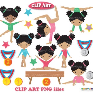 INSTANT Download.  Girls gymnasts clip art.  Personal and commercial use. Cgym_12_Gymnastics.