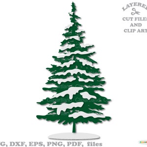 SOFORTIGER Download. Fichte unter dem Schnee SVG, dxf geschnittene Dateien und ClipArt. С_7.