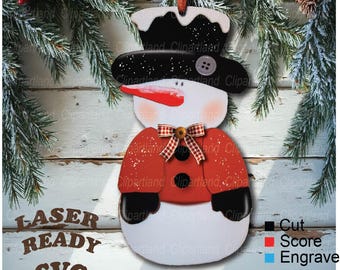Christmas Snowman Ornament, Laser Cut File SVG (Digital Download)