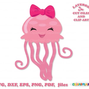 Directe download. Mooie kwallen SVG gesneden bestand en illustraties. Commerciële licentie is inbegrepen! J_2.