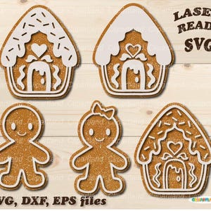 INSTANT Download. Vintage Christmas gingerbread ornament DIY  bundle. Svg cut file for laser. G_9.