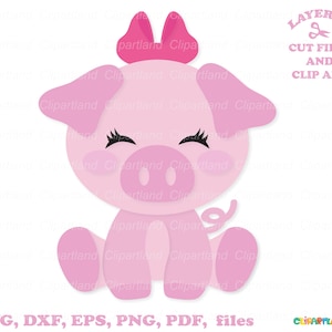 SOFORTIGER Download. Niedliche kleine sitzende Schwein svg geschnitten Datei und ClipArt. Kommerzielle Lizenz ist enthalten! P_4.