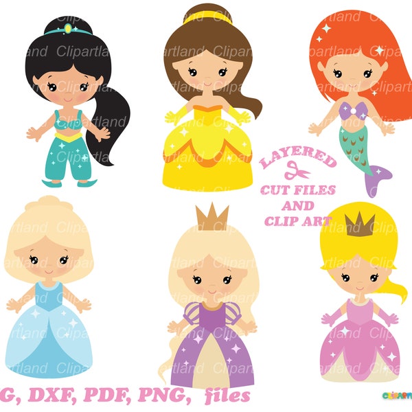 INSTANT Download. Cute medieval  princess cut files and clip art. Commercial license is included! P_23.