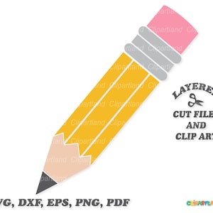 Download instantâneo. Arquivo de corte e clipart svg de lápis amarelo escolar. Uso pessoal e comercial. P_1.