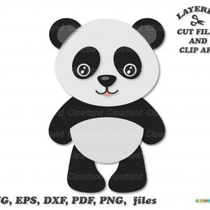 Descarga instantánea. Lindo pequeño oso panda svg cortar archivo clip art. Uso personal y comercial. P_6.